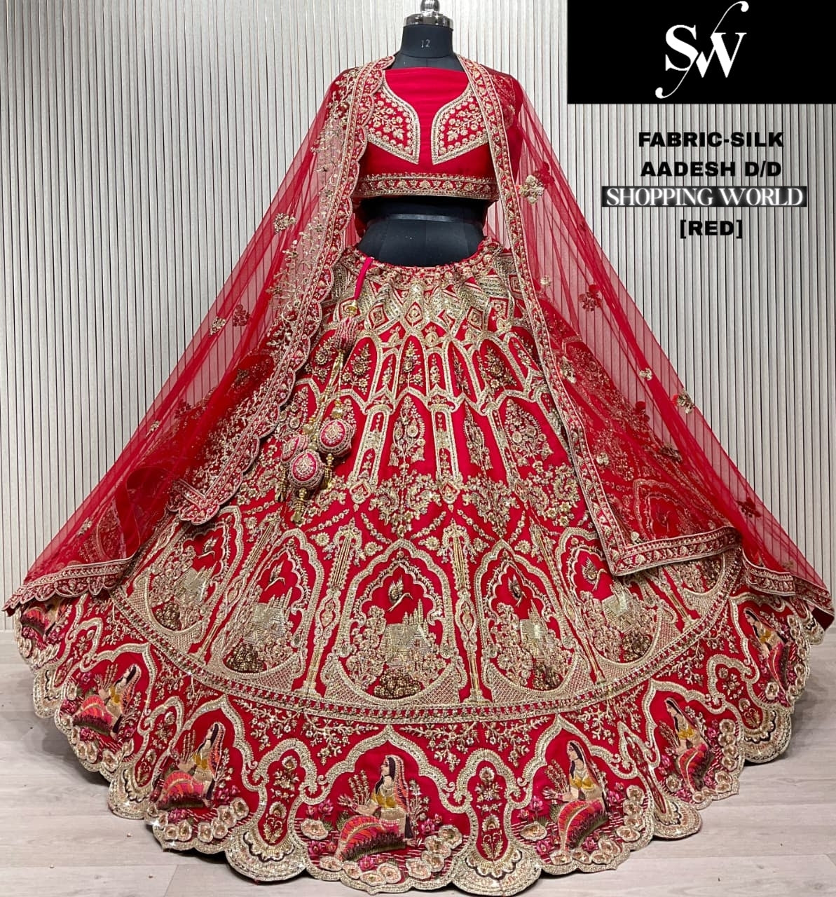 Pretty red Silk Double Duptta Bridal Lehenga