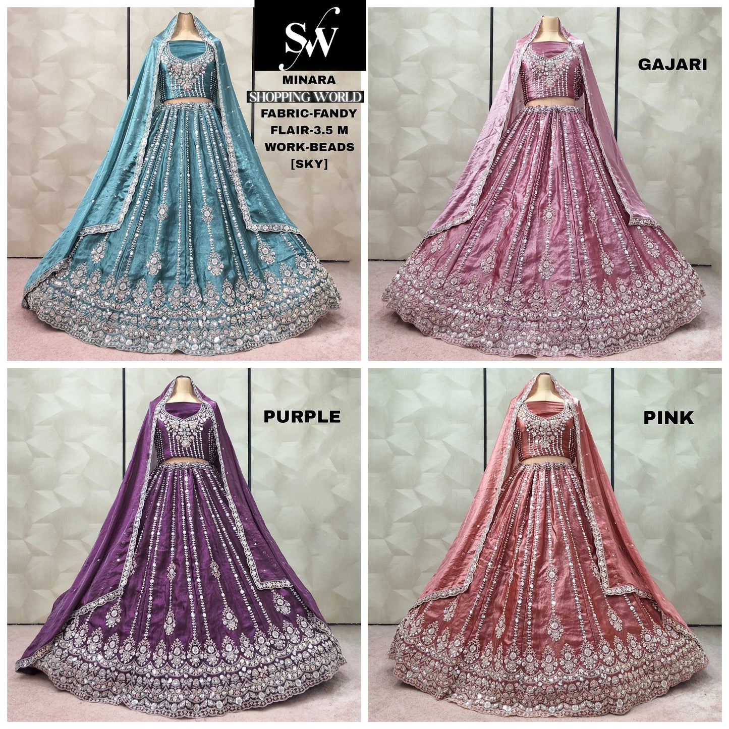Lavishing Sky blue Gajri pink purple Pink Fancy Lehenga