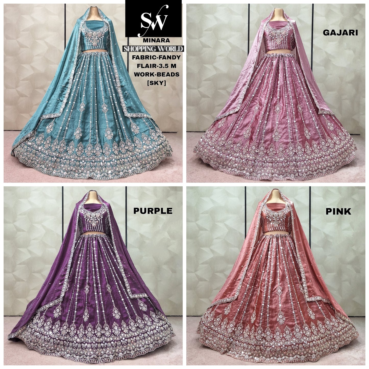 Lavishing Sky blue Gajri pink purple Pink Fancy Lehenga