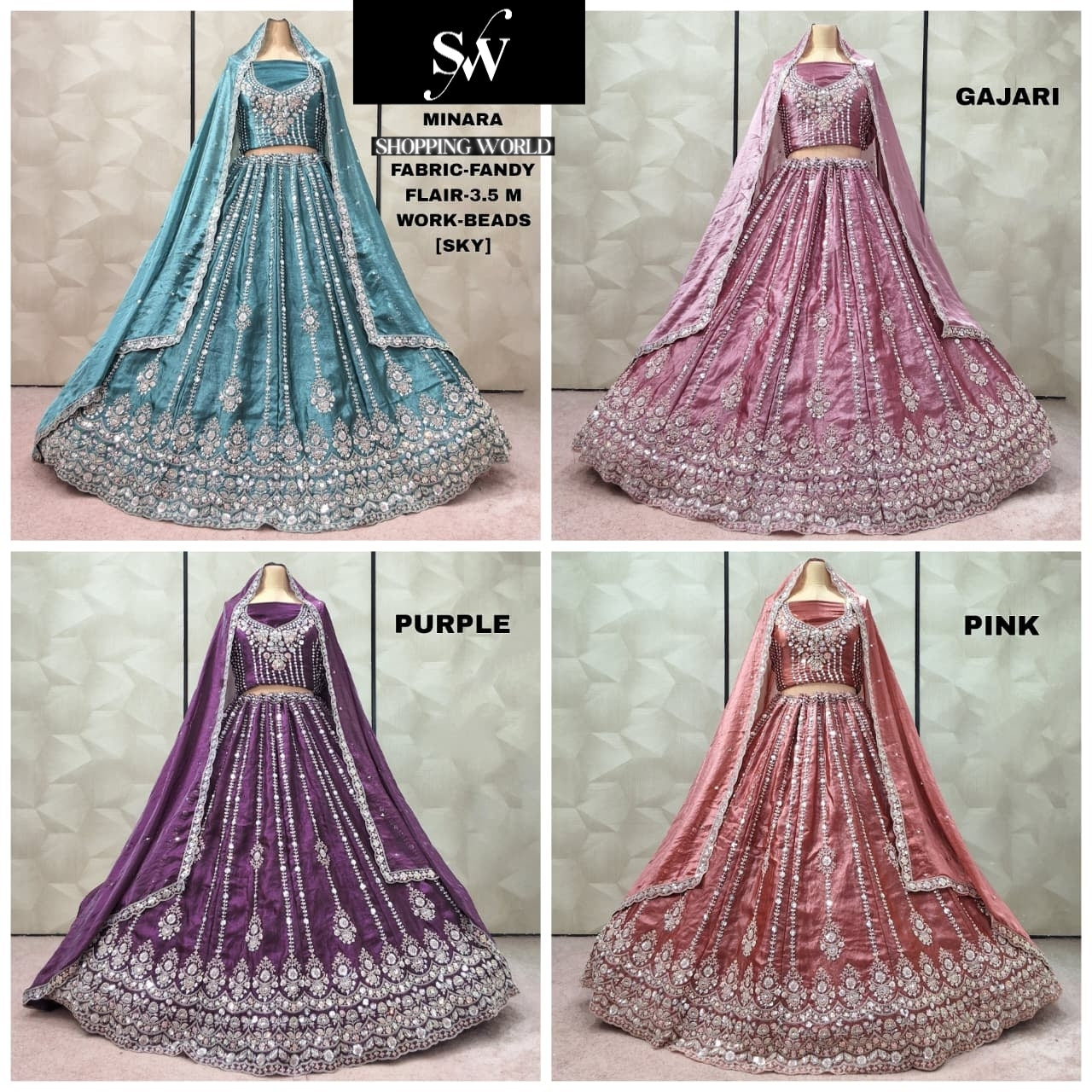 Good looking Sky blue Gajri pink Purple pink Fendy Lehenga