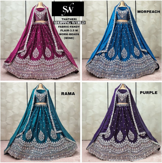 Engaging Wine Rama green Purple Morpeach Blue fendy lehenga