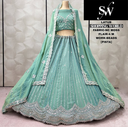 Attractive pista green Nc moss Lehenga