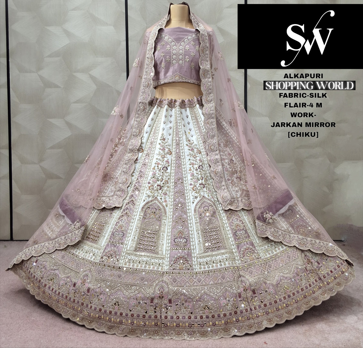 Embellished pink Silk Lehenga