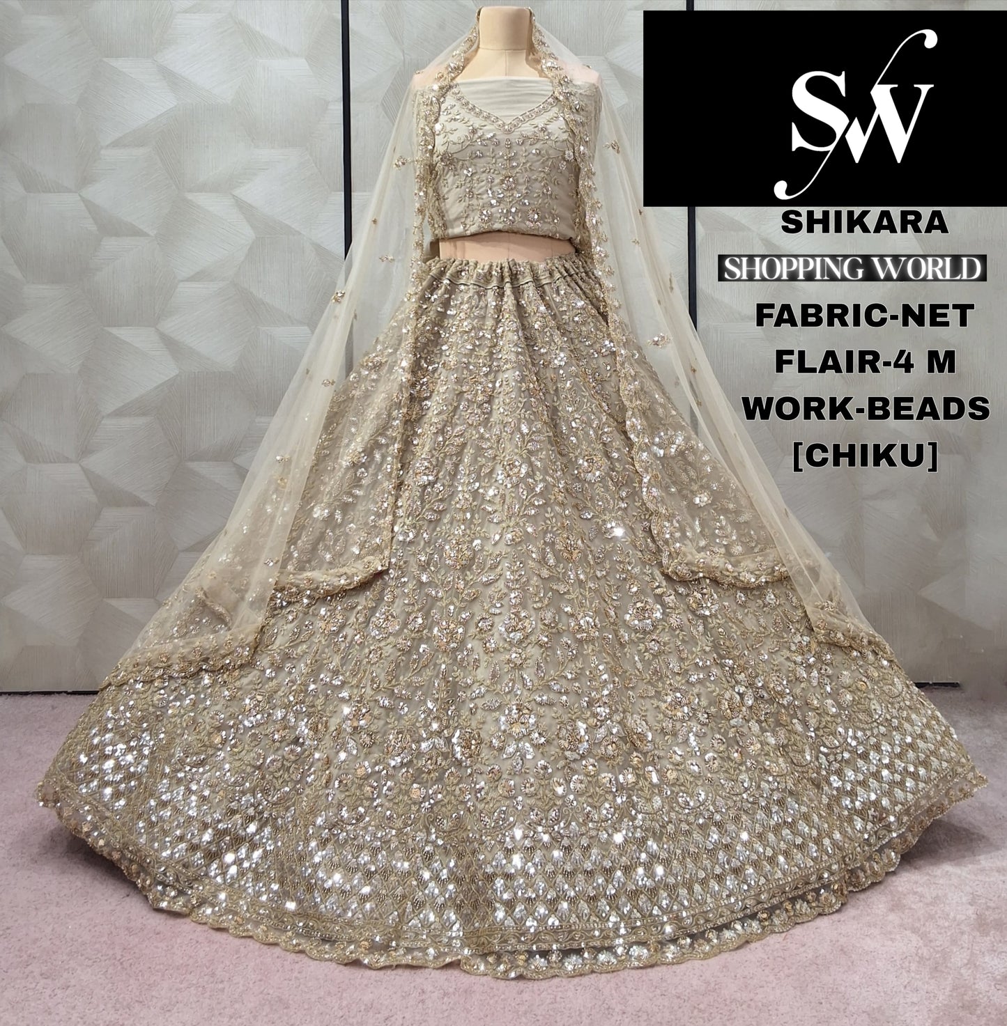 Gorgeous Chiku golden Net  Lehenga