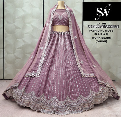 Attractive pista green Nc moss Lehenga