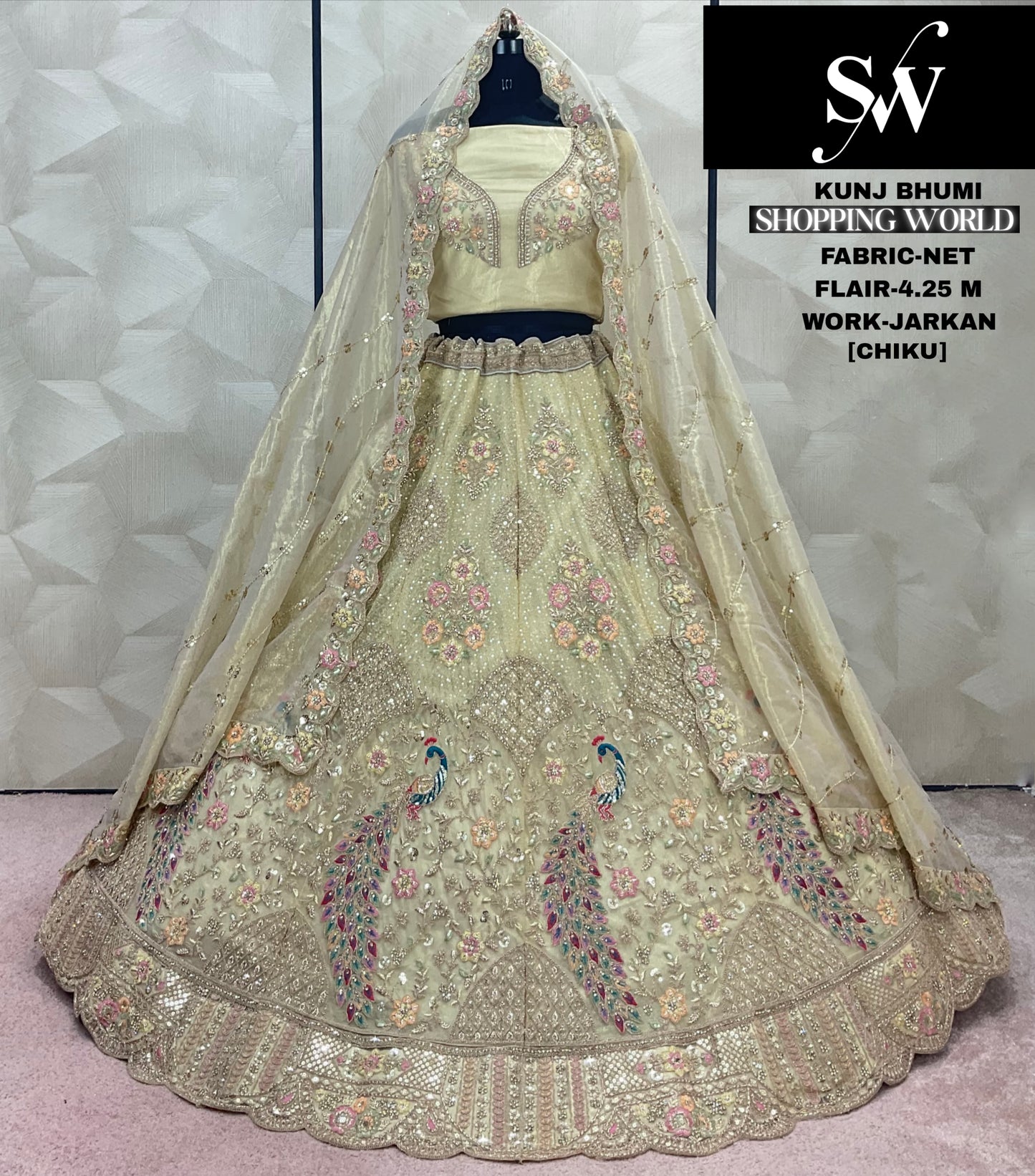 Khoobsurat Lavender purple peacock Net Lehenga