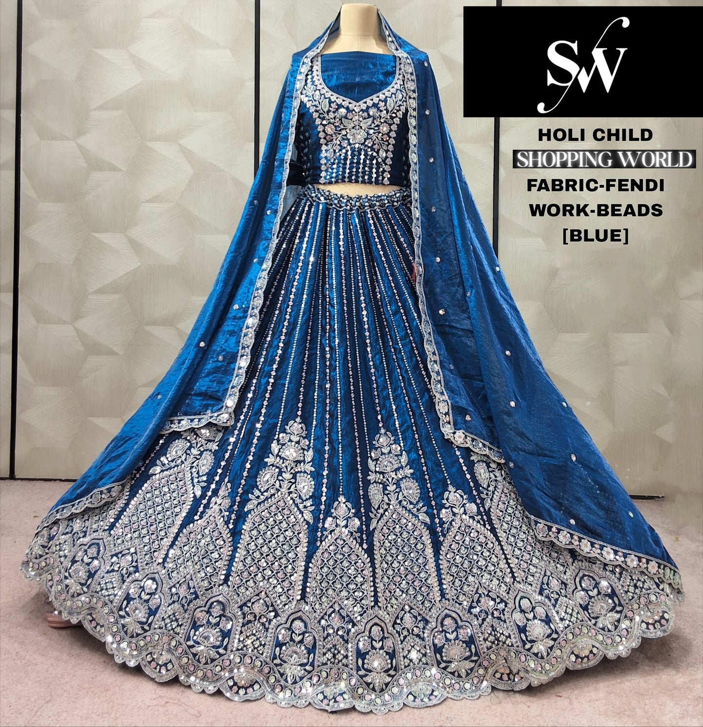Astonishing Blue Fendi Lehenga