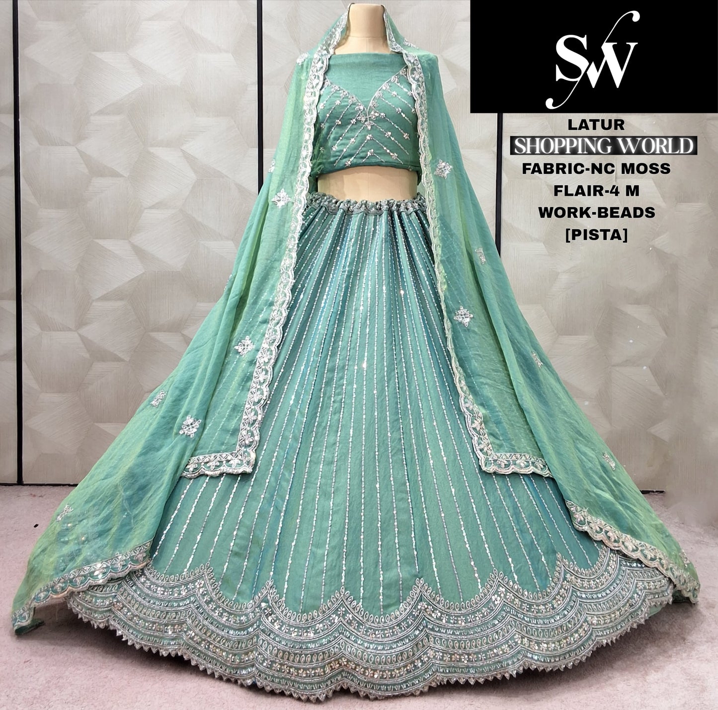 Attractive pista green Nc moss Lehenga