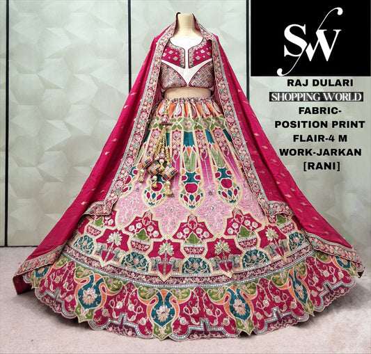 Good looking Rani pink position paint Jarkan Lehenga