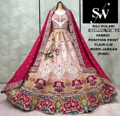 Stunning pink position paint Jarkan Lehenga
