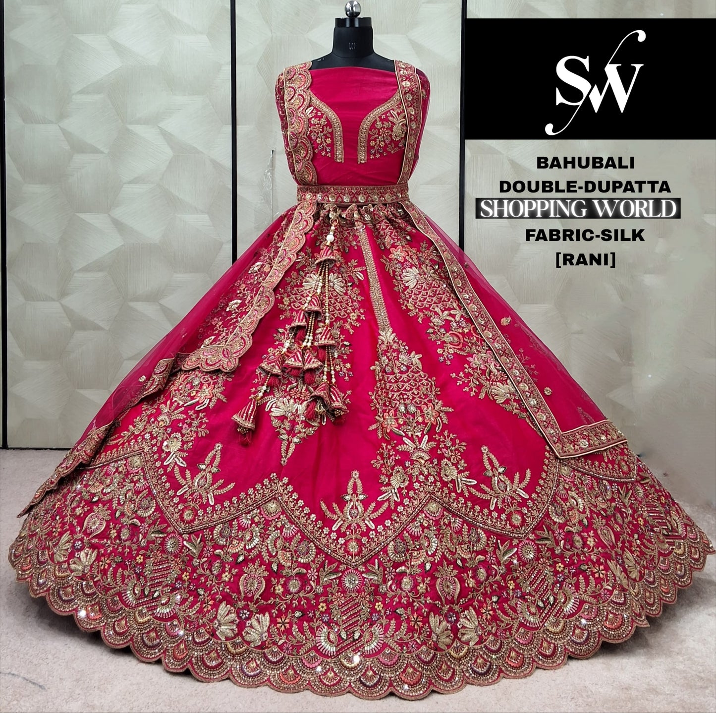 Lavishing Red Silk Double Duptta Bridal Lehenga