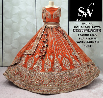 Beautiful Rani pink Silk Double Duptta Bridal Lehenga