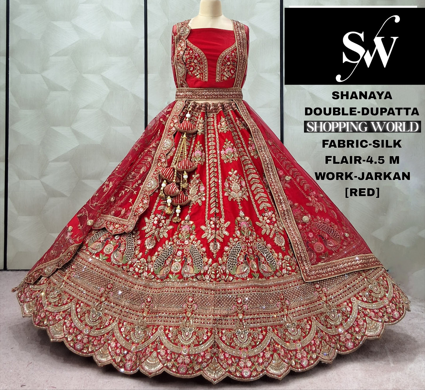 Lavishing Rani pink Double Duptta Silk peacock Bridal lehenga