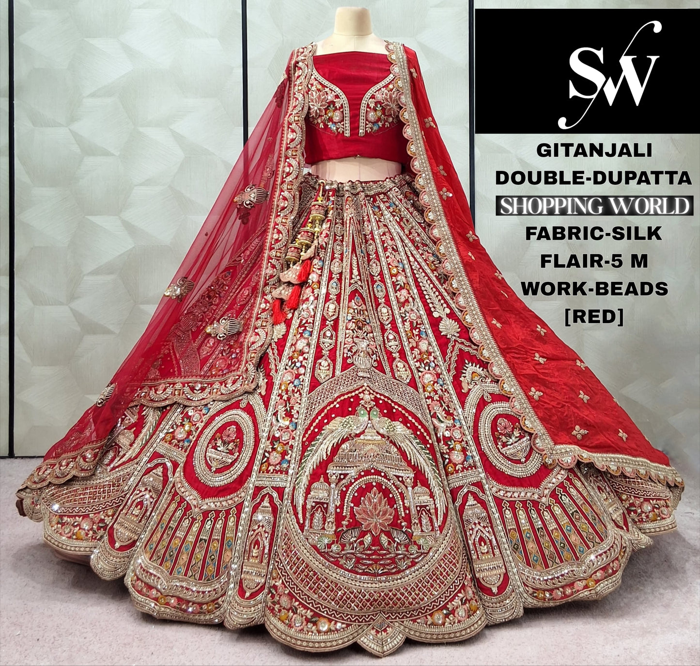 Fantastic Rani pink Silk Double Duptta Bridal lehenga
