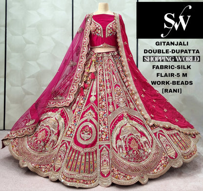 Fantastic Rani pink Silk Double Duptta Bridal lehenga
