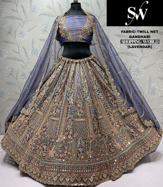Fantastic Lavender Twill Net Lehenga