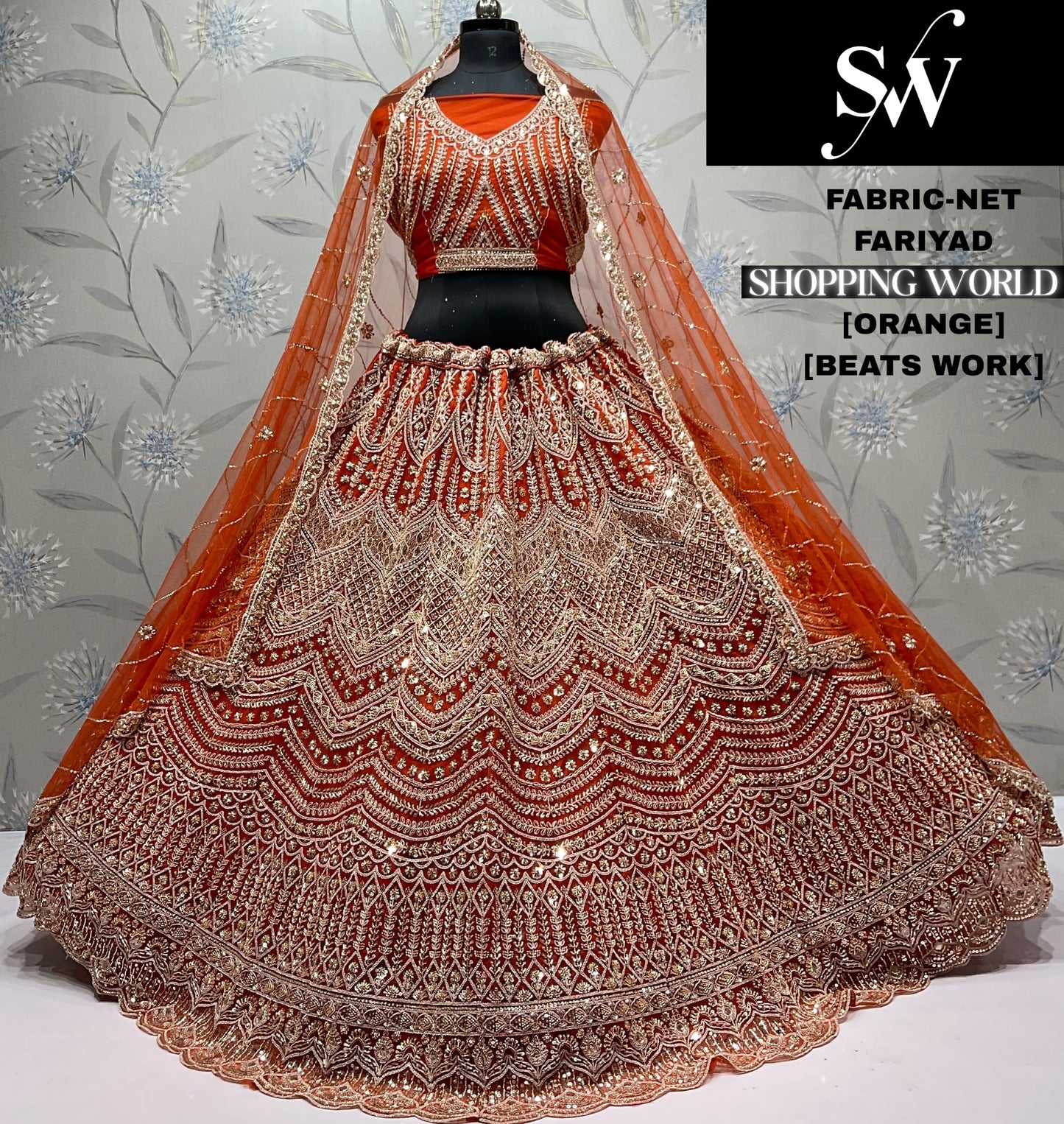 Elegant Rani pink Beats Work Net crop top Lehenga