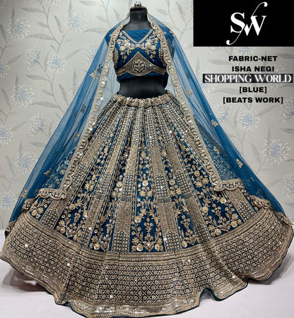 Charming blue Net Lehenga