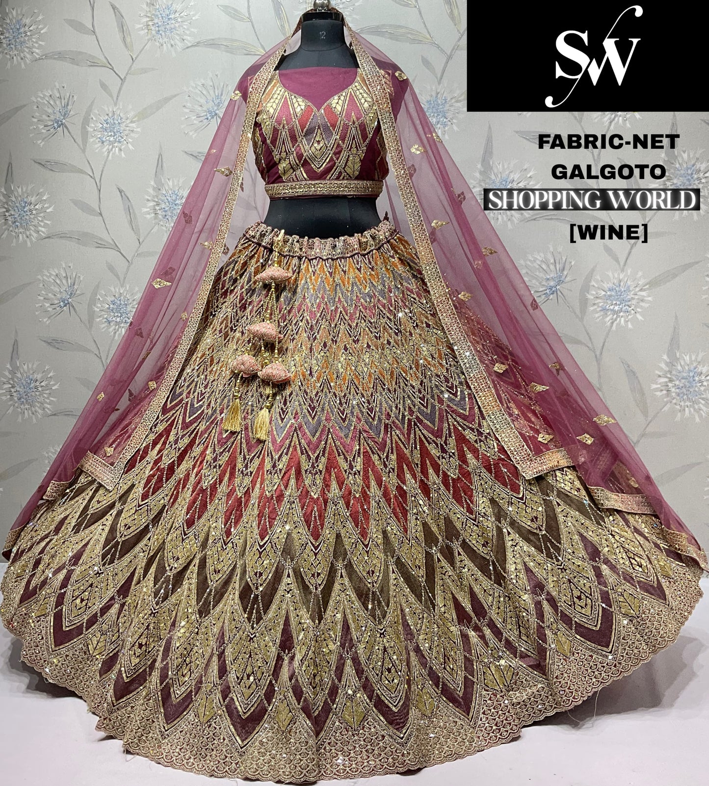 Good looking wine Net Lehenga