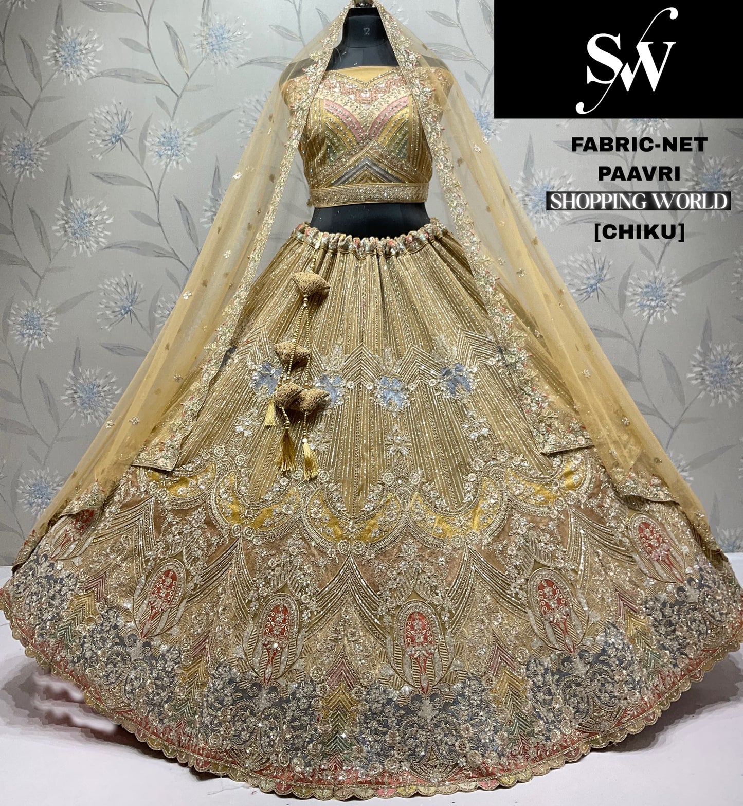 Fabulous Mehendi green Net lehenga