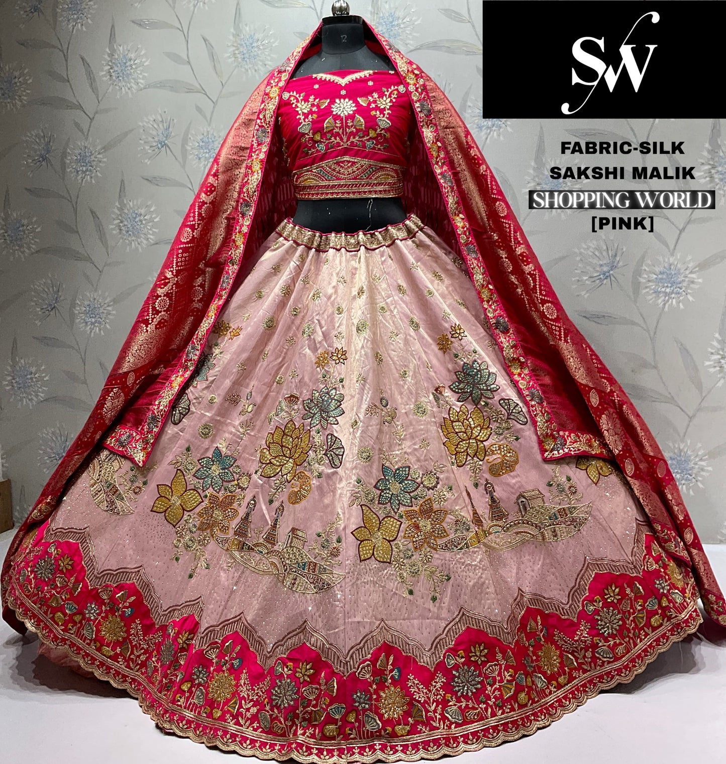 Astonishing pink Silk Lehenga