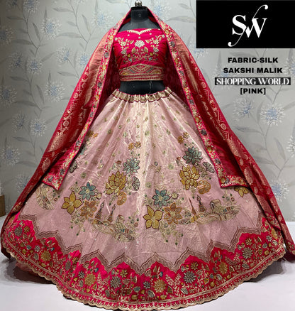 Astonishing pink Silk Lehenga