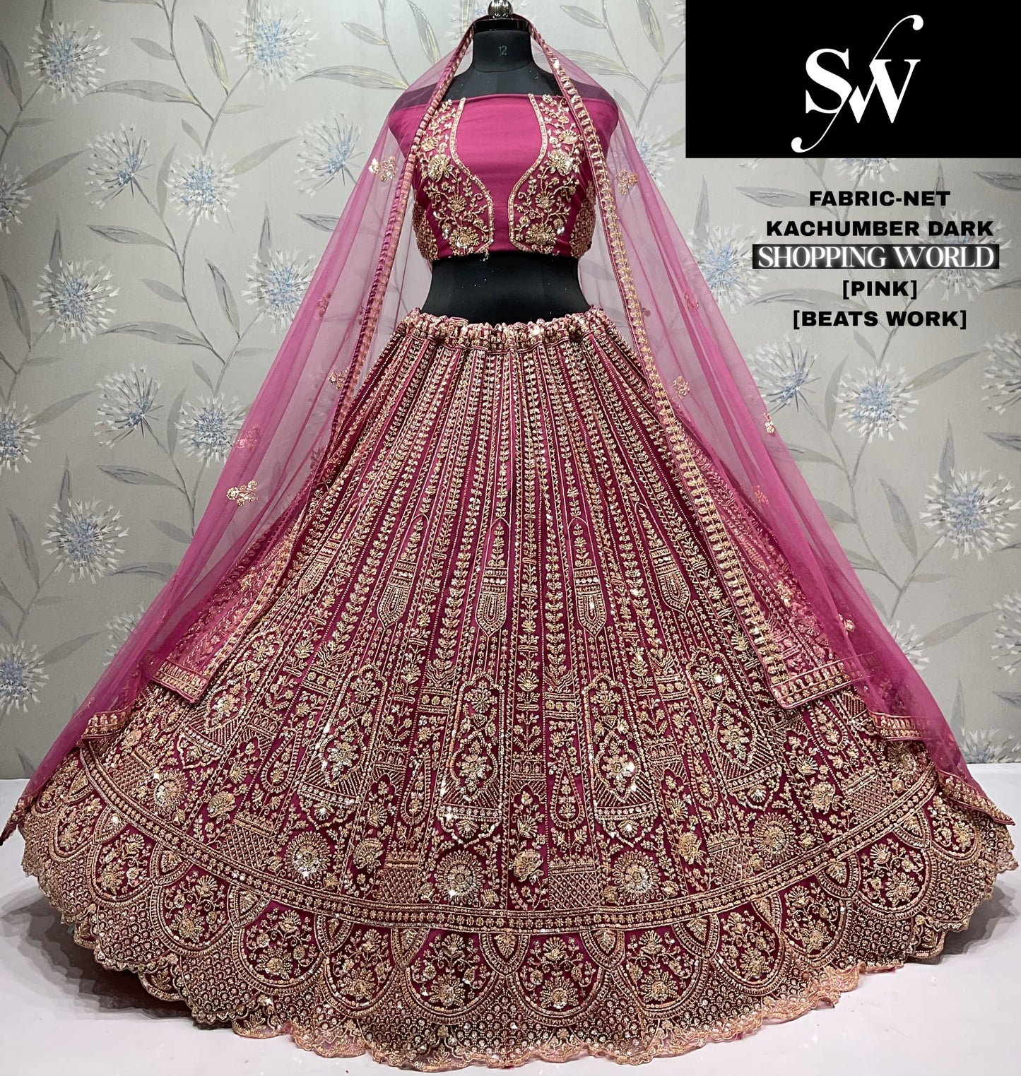 Embellished Mustard Beats work Net Lehenga