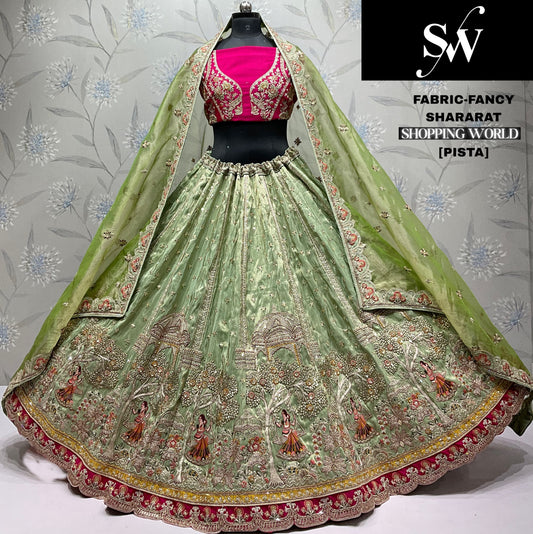 Beautiful pista green Fancy Lehenga