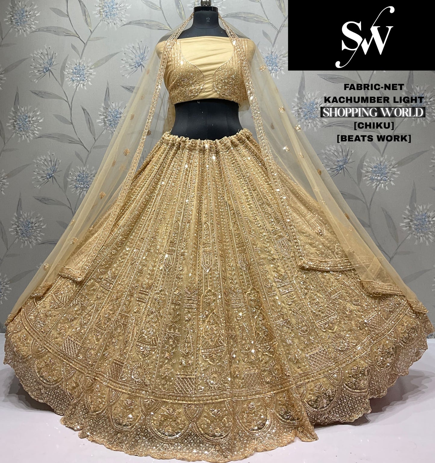 Glamorous White Beats Work Net Lehenga