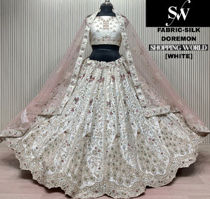 Delightful baby pink peacock Silk Lehenga