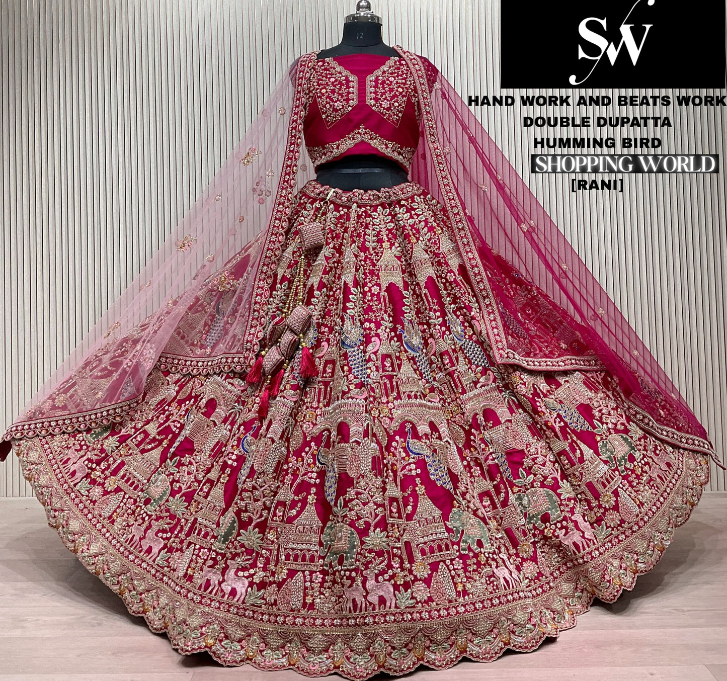 Eye Catching White Handwork Beats peacock Double Duptta Lehenga