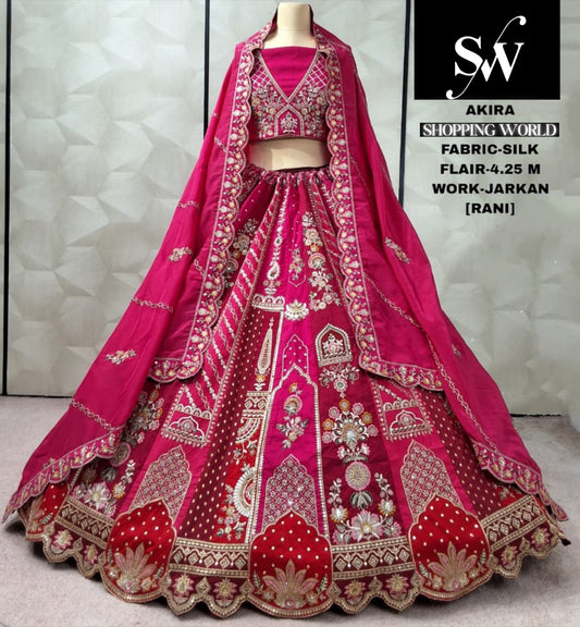 Astonishing Rani pink Silk Lehenga