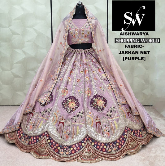 Amazing purple Jarkan Net Lehenga