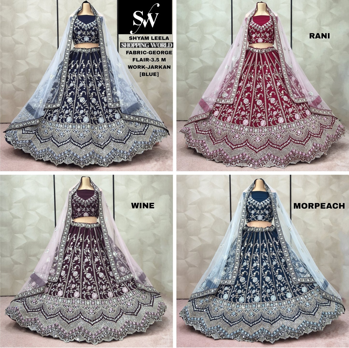 Good looking Sky blue Pista green Chiku golden onion pink Sky blue Twill Net Lehenga