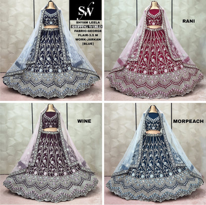 Good looking Sky blue Pista green Chiku golden onion pink Sky blue Twill Net Lehenga