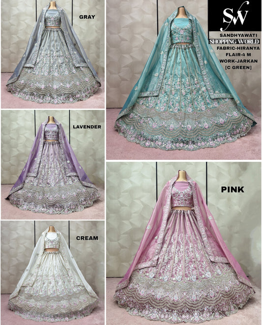 Glamorous pink Grey Sea green Lavender Cream White Hiranya Lehenga