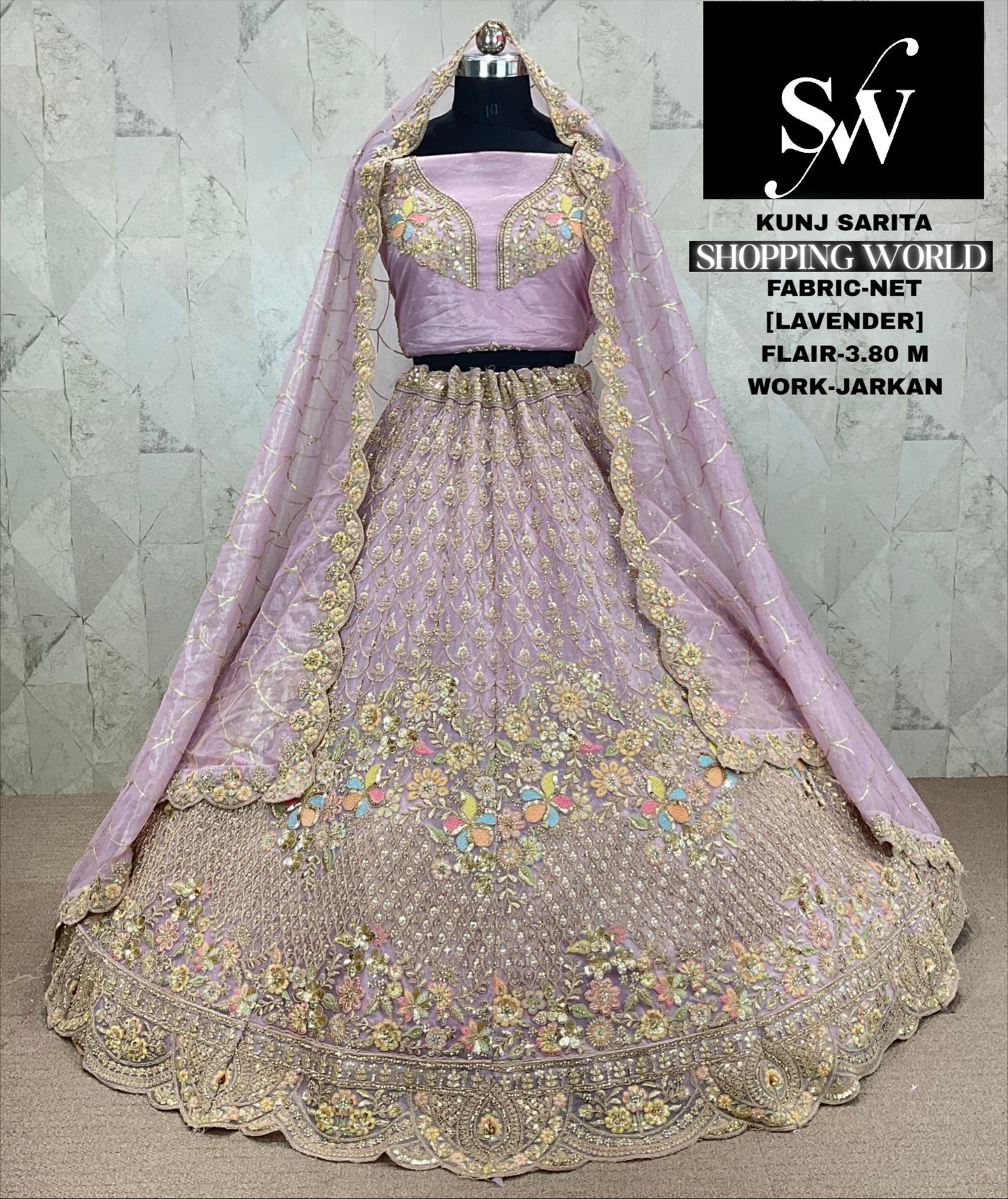 Engaging Lavender pink Net Lehenga