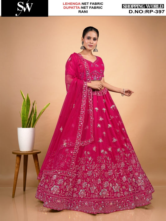 Engaging Rani pink Net Lehenga