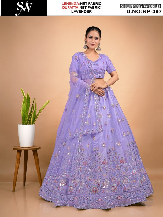 Amazing Lavender Net Lehenga