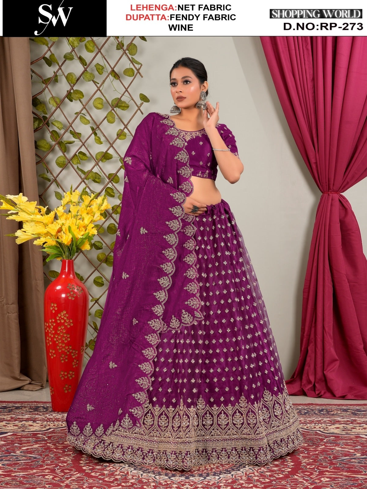 Astonishing wine Net Lehenga