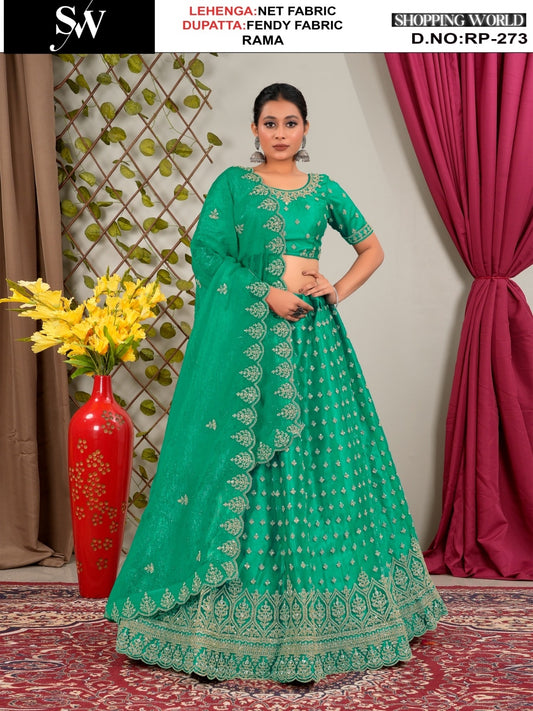Gorgeous Rama green Net Lehenga