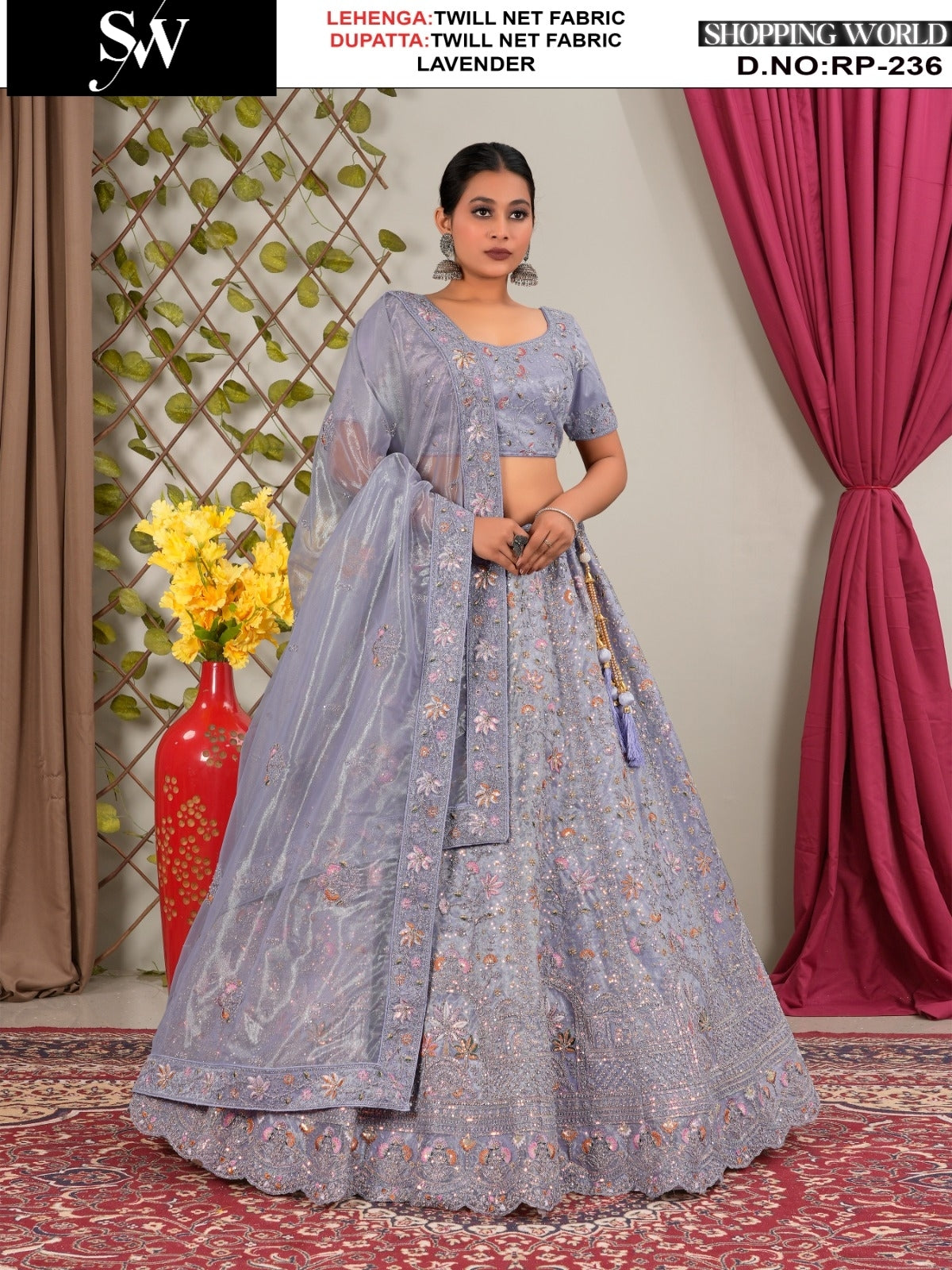 Pretty Lavender Twill Net Lehenga