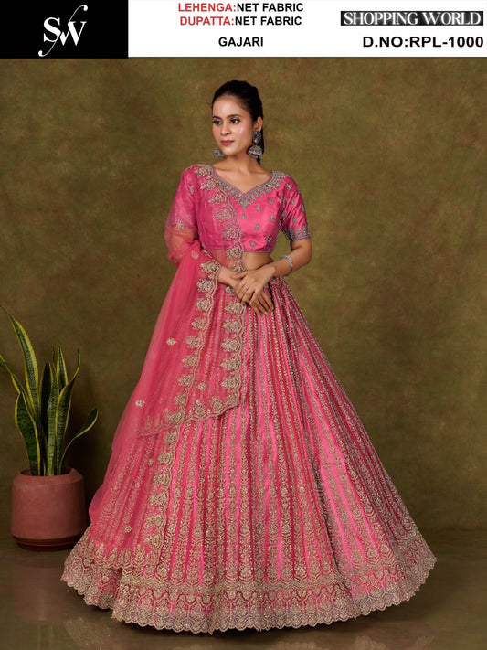 Gorgeous Gajri pink Net Lehenga