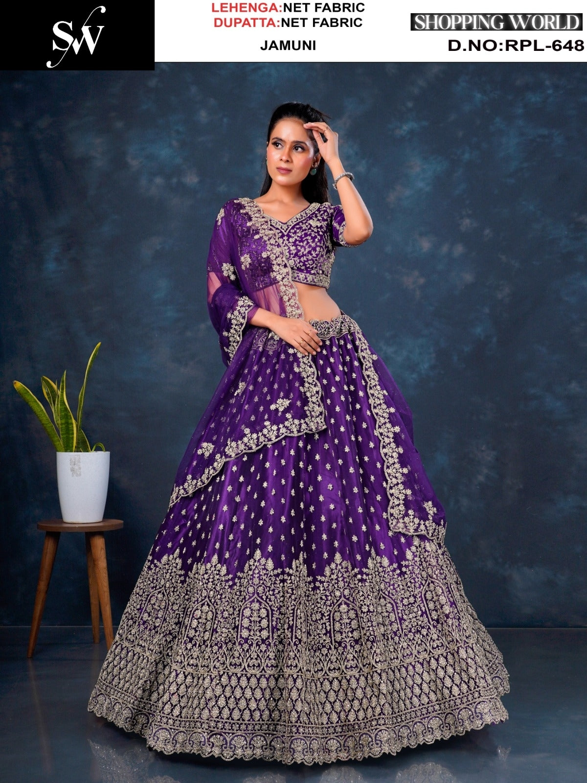 Khoobsurat Jamuni purple Net Lehenga