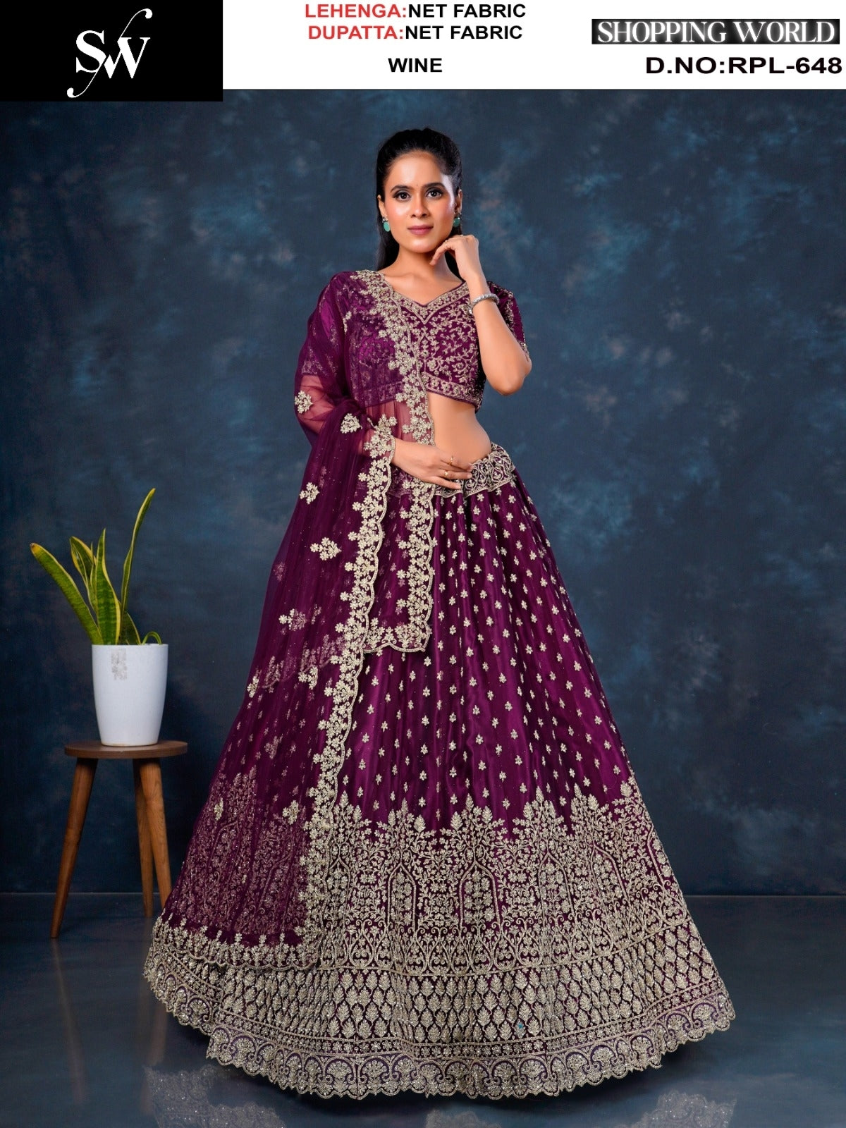 Something different Wine Net Lehenga