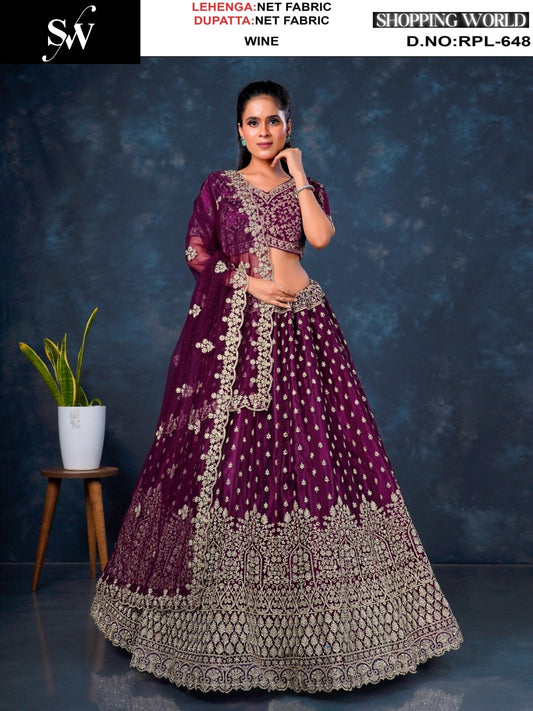 Something different Wine Net Lehenga