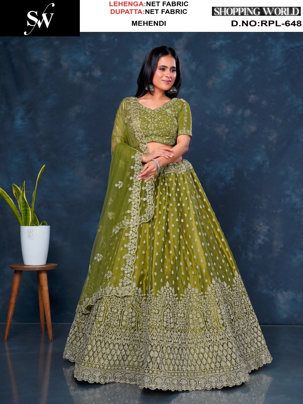 Charming Mehendi green Net Lehenga