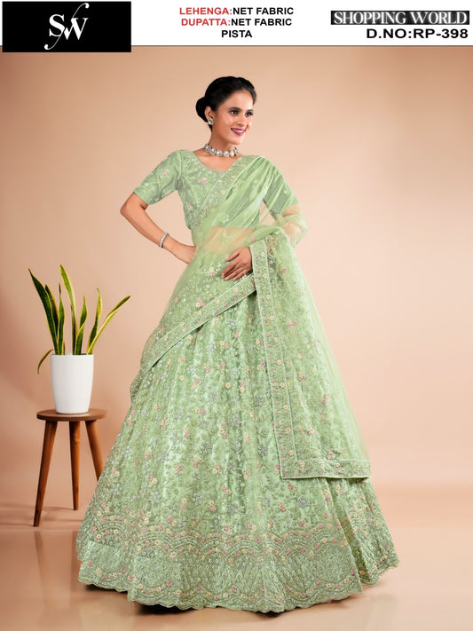 Elegant pista green Net Lehenga