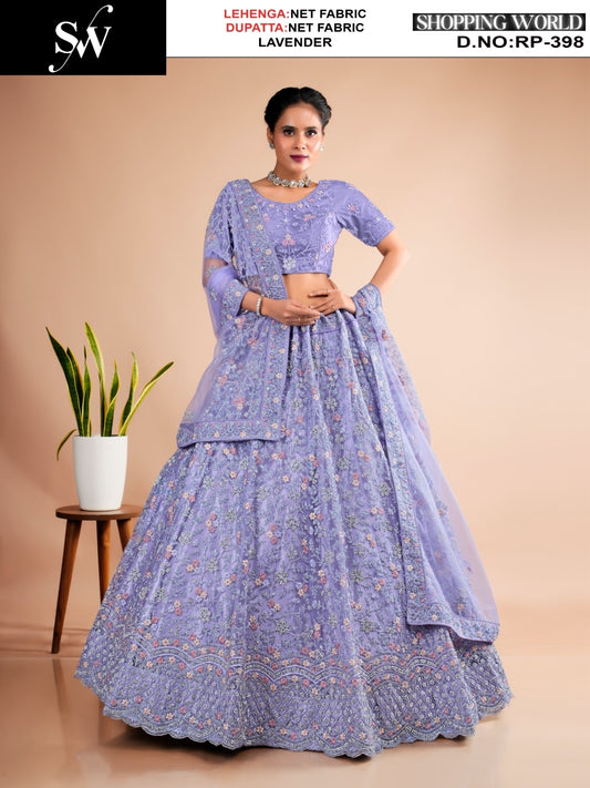 Embellished Lavender Net Lehenga