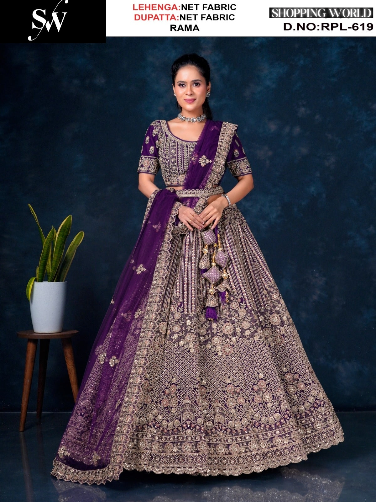 Stunning Purple Net Lehenga